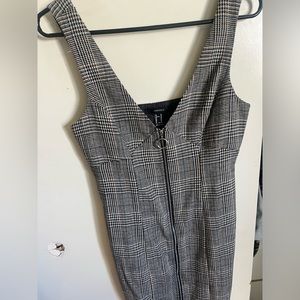 plaid zip up body con dress